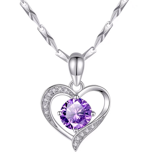 S925 Sterling Silver Love Heart-shaped Necklace Women