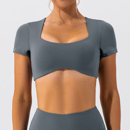 Running Sports Top Women's Quick Dry Nude Fitness Short Sleeve T-shirt
