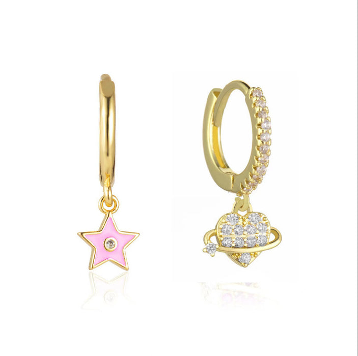 Simple Colorful Starry Sky Love Modelling Earrings