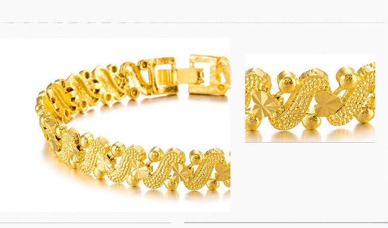 Women's Ethnic Flower Heart-shaped 18K Gold Plating Chain Bracelet