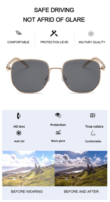 Oval Frame Metal Chain Sunglasses For Women