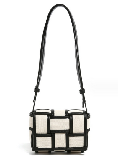 Black And White Contrasting Canvas Bag