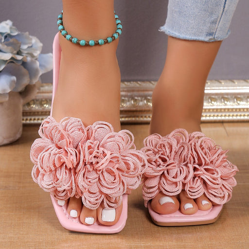 Fashion Flower Flat Slippers For Women