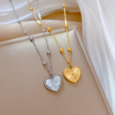 Fritillary Heart Temperamental Personality Minimalist Stove Real Gold Necklace Female