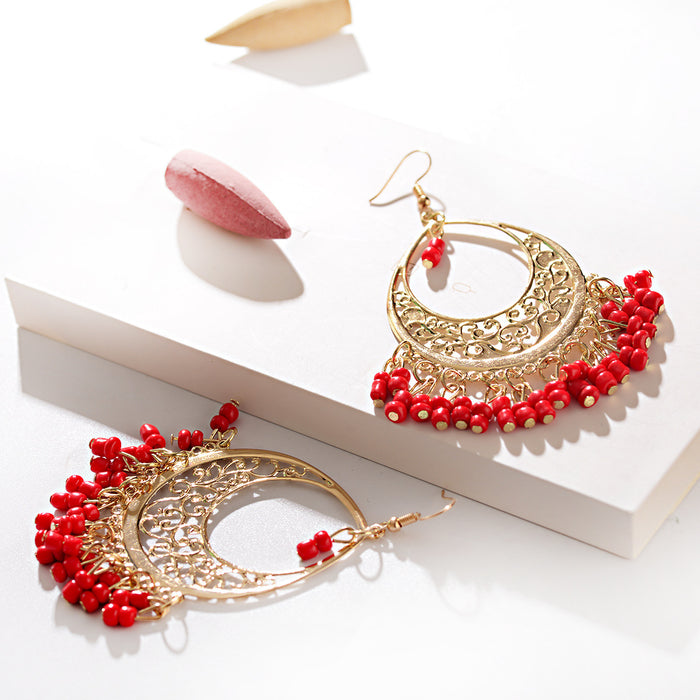 Retro Ethnic Style Exaggerated And Personalized European And American Style Baroque Metallic Long Fringe Earrings