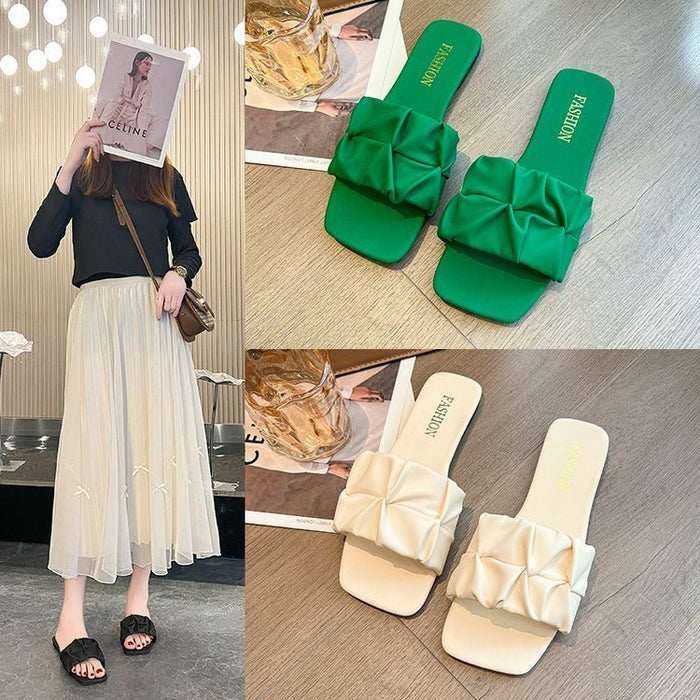 Summer Flat Plus Size Square Toe Slippers