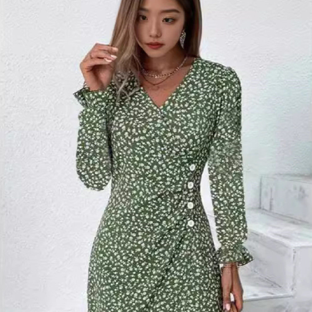 Women's Fashion Puff Sleeve Irregular Dress