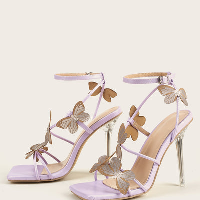 Crystal stiletto high heel sandals with bow