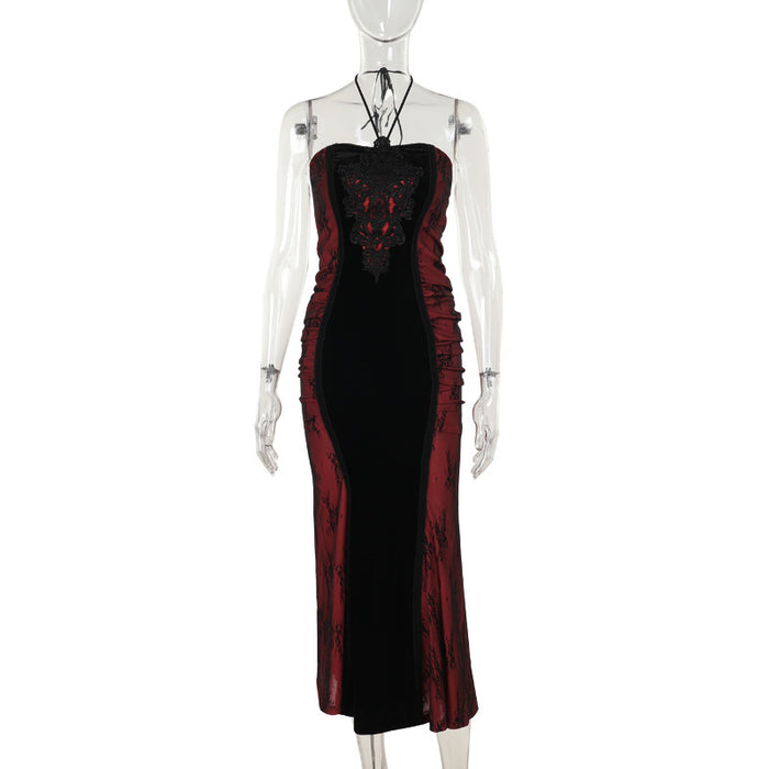 Contrast Color Fishtail Swing Gothic Dress Female