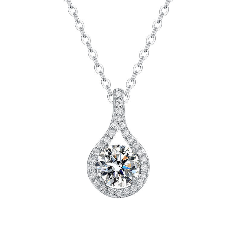 Necklace S925 Silver Moissanite Six-claw Water Drop Pendant