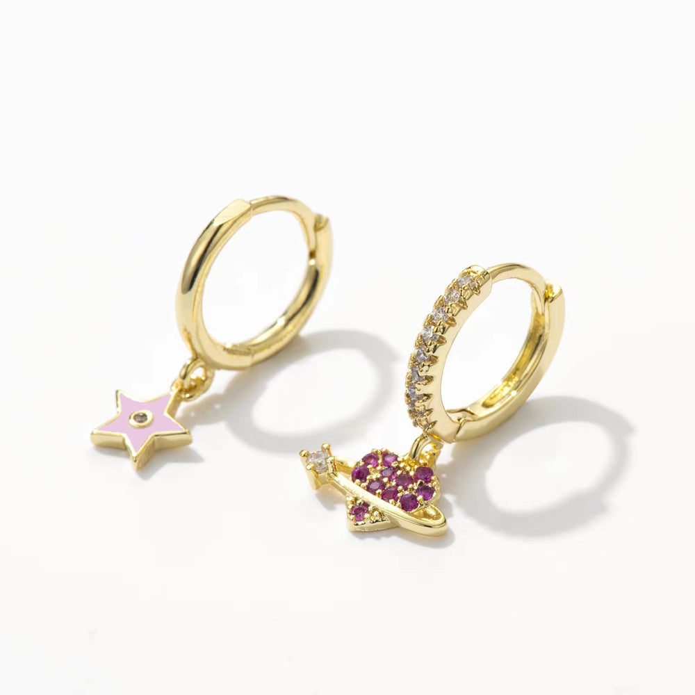 Simple Colorful Starry Sky Love Modelling Earrings