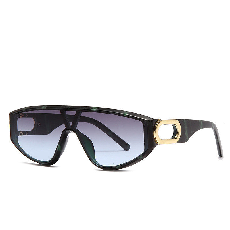 Metal Hollowed Out One-piece Sunglasses