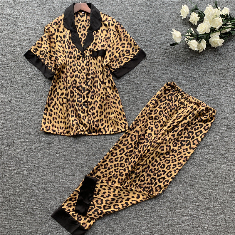 Lapel Home Service Suit Silk Pajamas Women
