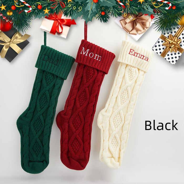 Knitted Embroidered Christmas Socks Decorative Pendant