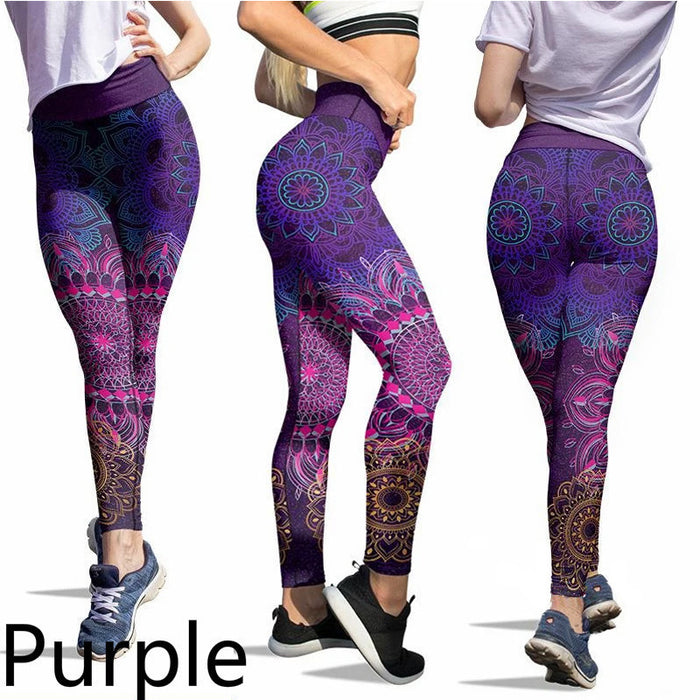 Slim-fit Printed Trousers Yoga Pants