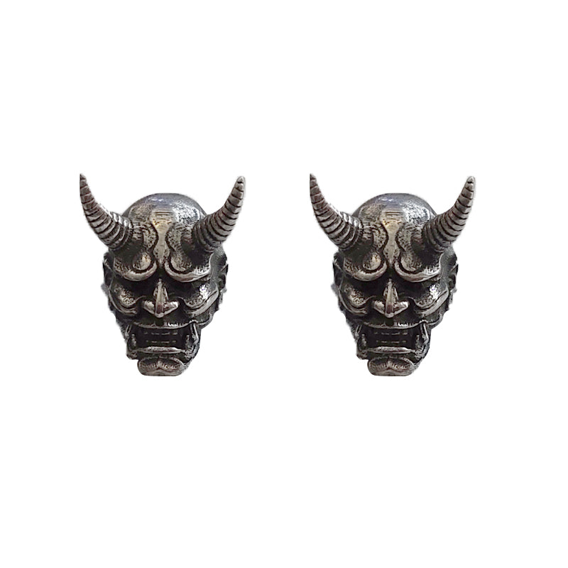 Traditional Ghost Mask With Hundred Ghosts Night Walking Titanium Steel Earrings
