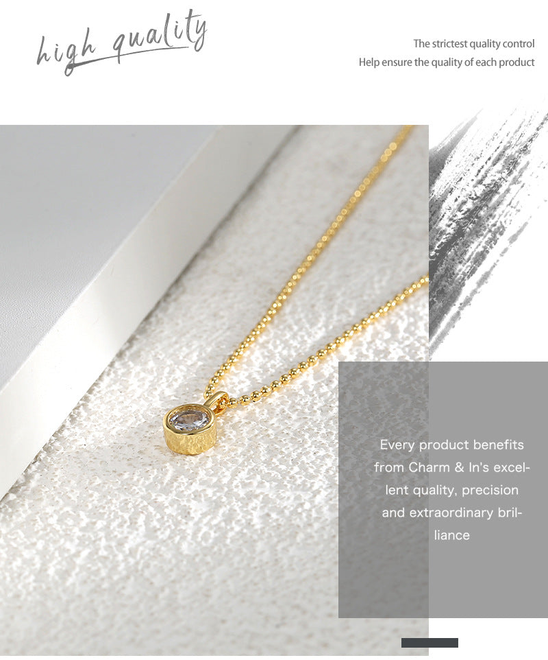 European And American INS Special Interest Light Luxury Design Sense Minimalist All-match Geometric Single Zircon Necklace
