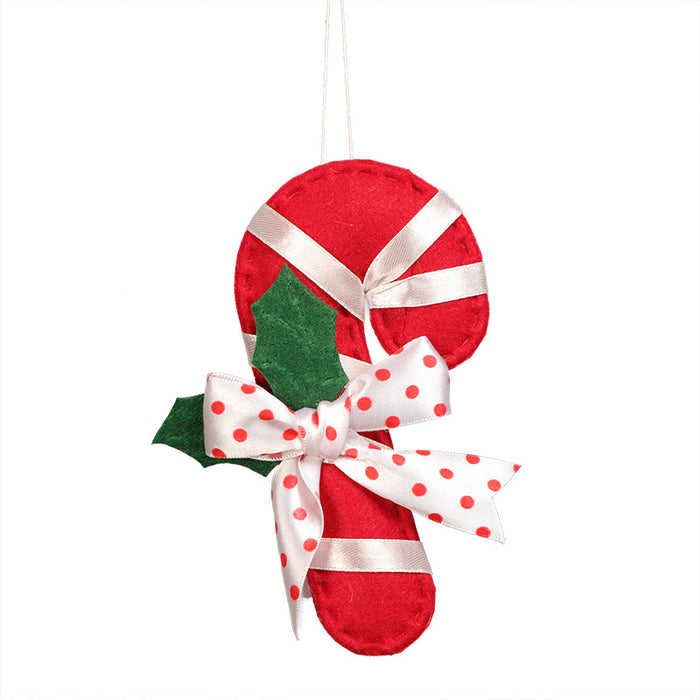 Christmas Decoration Products Crutch Shape Non-woven Felt Pendant