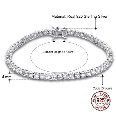 S925 Silver Bracelet 17-19cm Chain Length Optional Tennis Chain