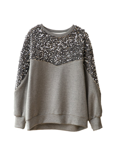 Stitching Sequins Slimming And Fashionable Elegant Air Cotton Sweater
