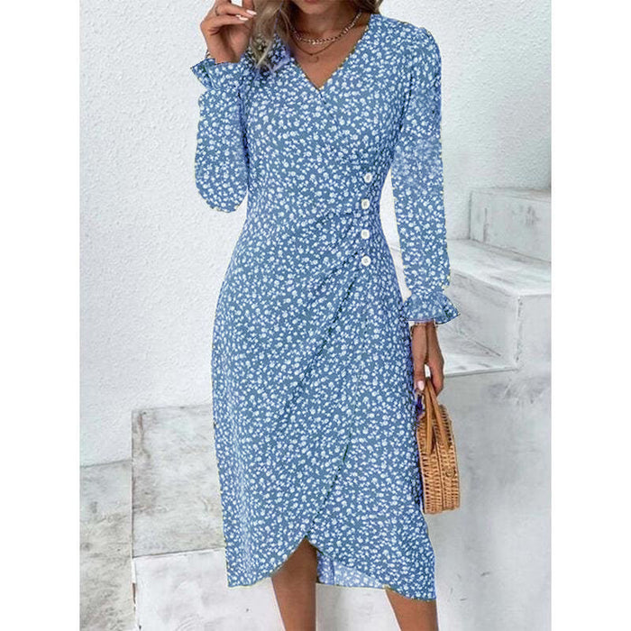 Women's Fashion Puff Sleeve Irregular Dress