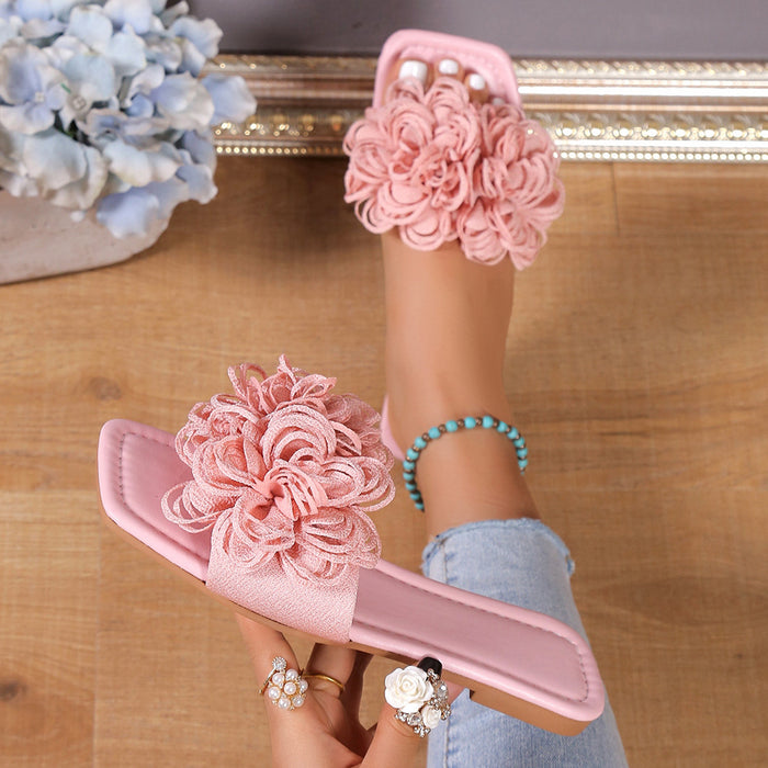 Fashion Flower Flat Slippers For Women