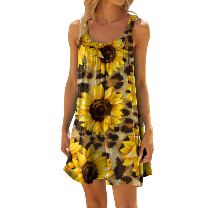 Women's Sunflower 3D Digital Printing Dress