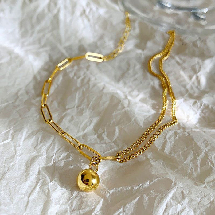 Small Golden Balls Anklet Female Titanium Steel