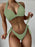 European And American Solid Color Neck Bikini Strap Split Hard Cup Crimp Swimsuit