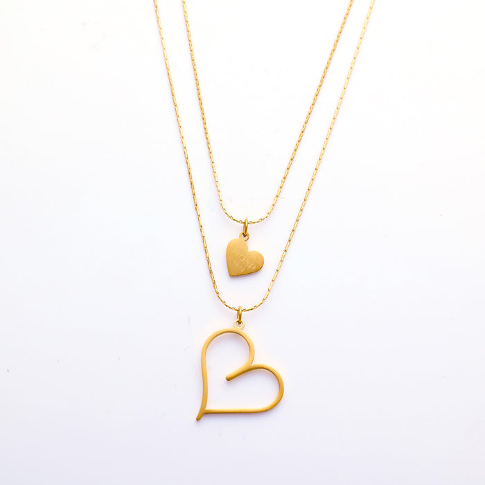 Stainless Steel Simple Clavicle Chain Golden Heart