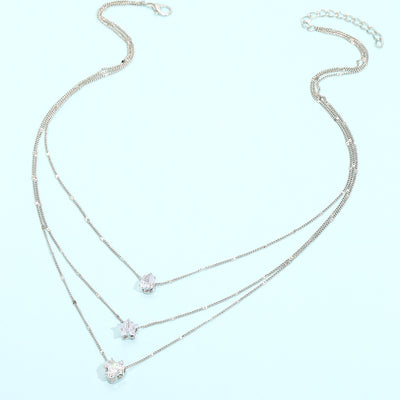 Women's Stylish Graceful Simple Diamond Water Drop Multilayer Collarbone Necklace