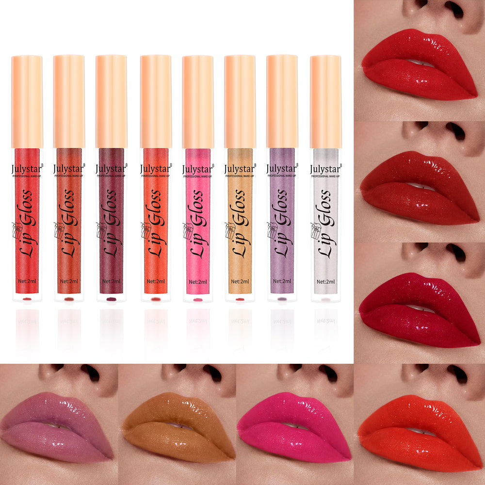 Makeup Lip 8-color Pearlescent Lip Gloss European And American Lip And Cheek Dual-use Lipstick Easy To Color No Stain On Cup