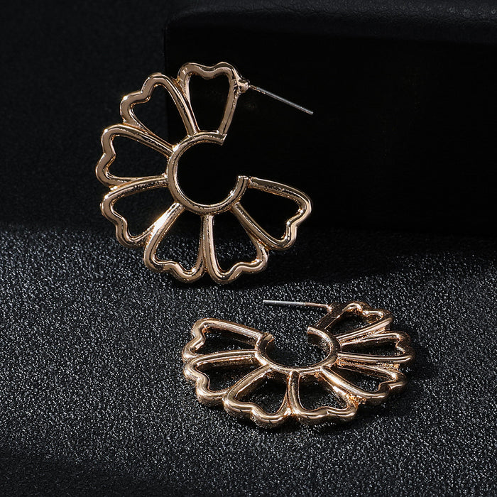 Fashion Stud Earrings Hollow Sector