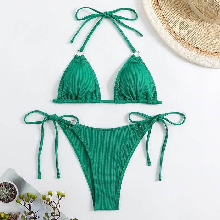 Women's Plain Neck Tied Bikini Set