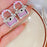 Full Diamond Jelly Color Square Crystal Bow Silver Stud Earrings