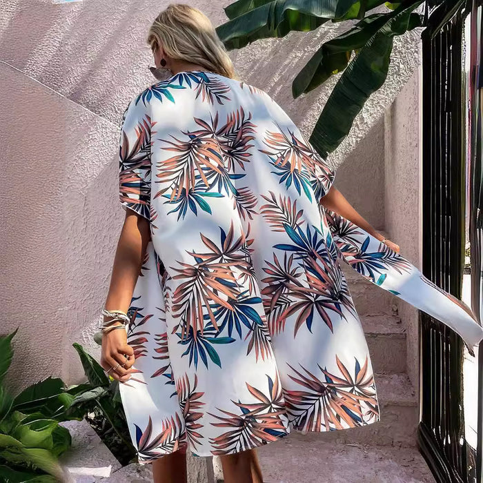 Summer New Vacation Sun Protection Clothing European And American Printed Long Kimono