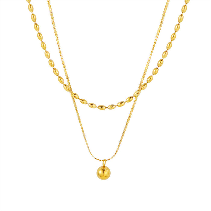 Minimalist Double-layer Golden Balls Titanium Steel Double-layer Necklace