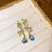 Silver Needle Zircon Butterfly Water Drop Earrings Fashion Tassel Design Earrings