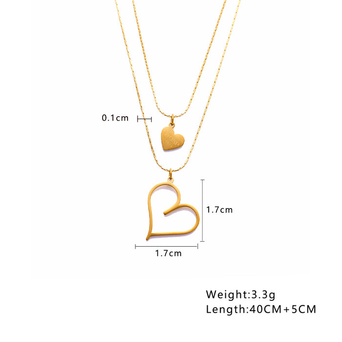 Stainless Steel Simple Clavicle Chain Golden Heart