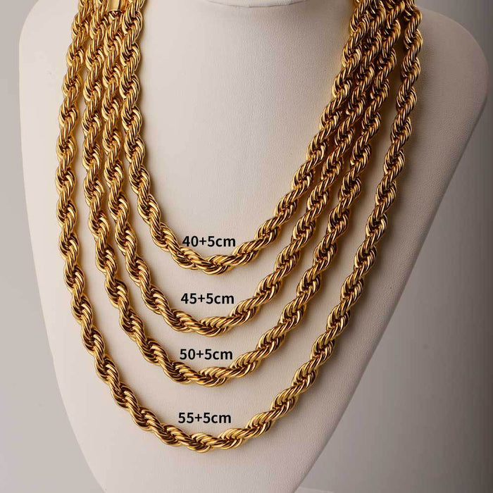 Rock Hip Hop Chunky Chain Necklace Stainless Steel Plated 24k Real Gold