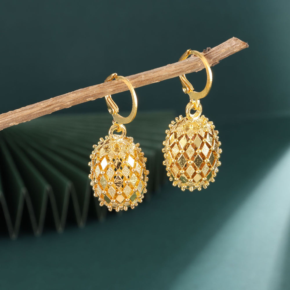 Hollow Copper Ball Earrings Gold Plated