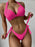 European And American Solid Color Neck Bikini Strap Split Hard Cup Crimp Swimsuit