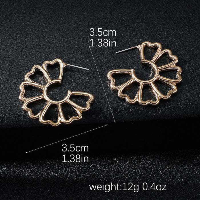 Fashion Stud Earrings Hollow Sector