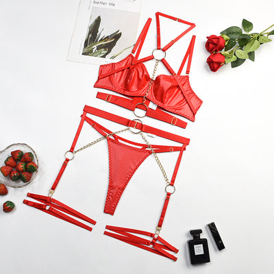 Spring New Women's Clothing Fabric Leather Halter Underwear