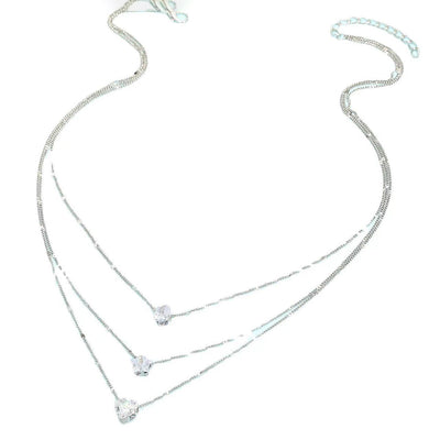 Women's Stylish Graceful Simple Diamond Water Drop Multilayer Collarbone Necklace