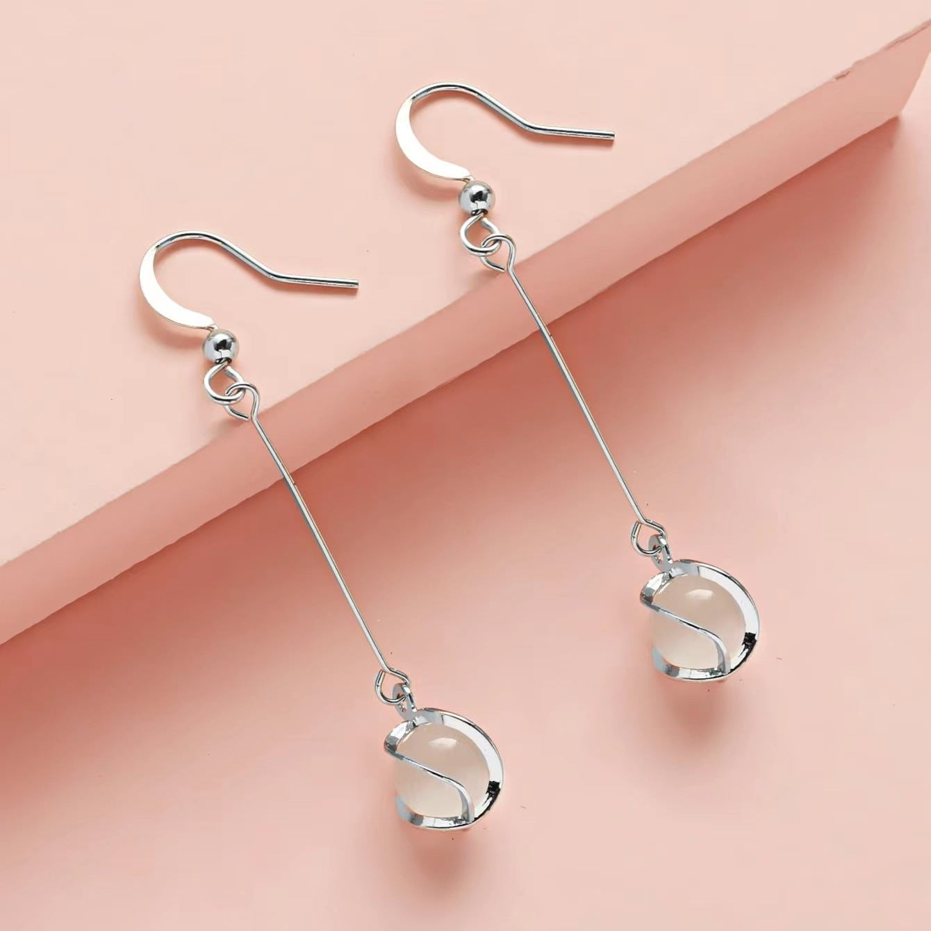 Sterling Silver Needle Opal Tassel Long Dignified Sense Of Design Fashion Ear Hook