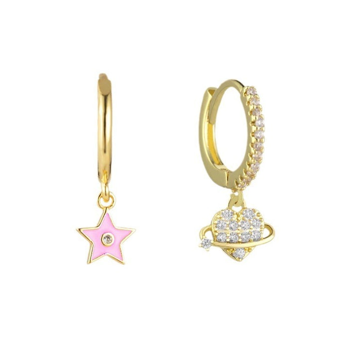 Simple Colorful Starry Sky Love Modelling Earrings