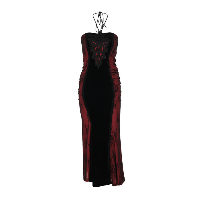 Contrast Color Fishtail Swing Gothic Dress Female