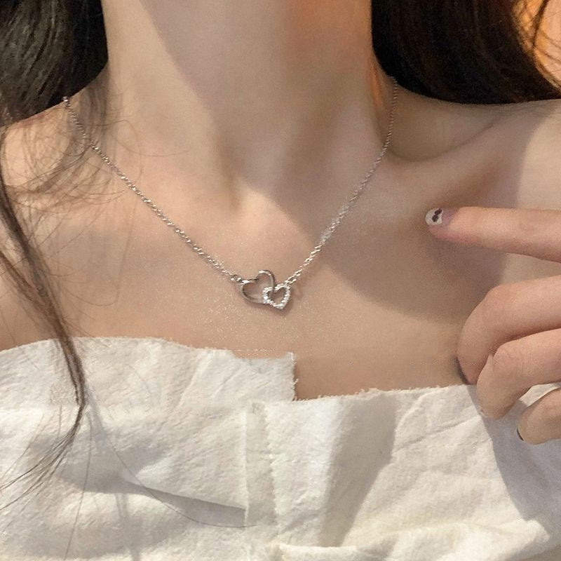 Ring Buckle Heart Clavicle Chain Female Pendant Necklace