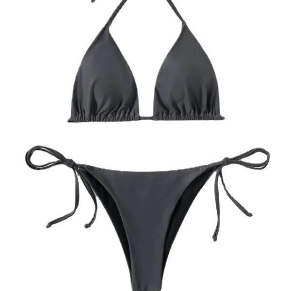 New Solid Color Simple Bikini Split Swimsuit Swimwear